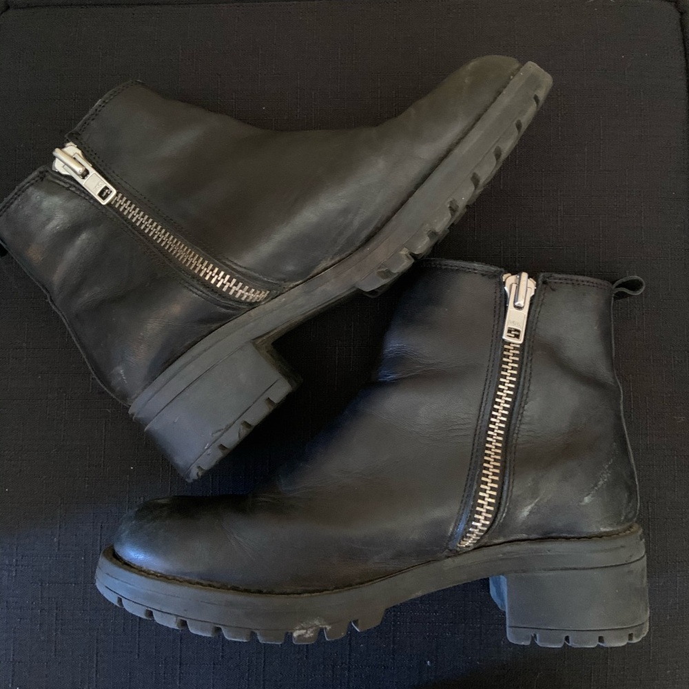 Black zippered booties